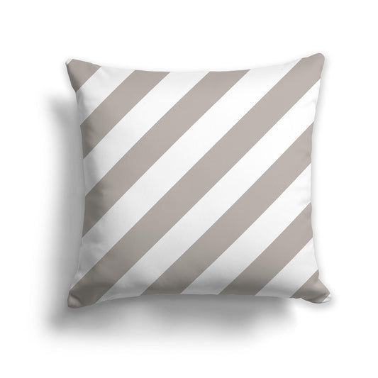 Square Throw Pillow with Taupe and White Diagonal Bars