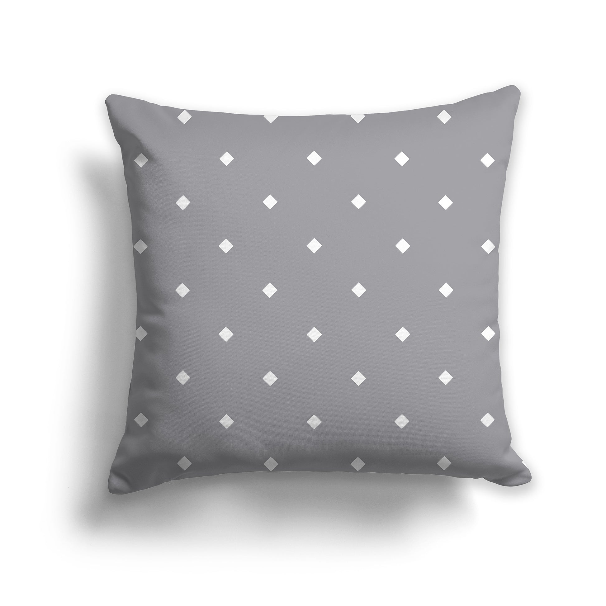 14 inch Taupe Throw Pillow with Large White Diamond Pattern