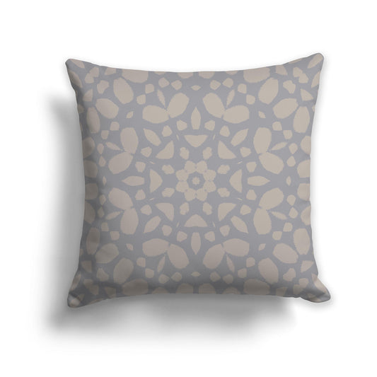 Grey Square Throw Pillow with Large Taupe Circular Graphic