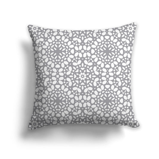 Square Throw Pillow with Fine Grey and White Circular Repeat Pattern