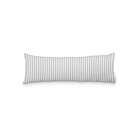 White Microfiber Body Pillow with Thin Grey Bars, MFBP-1203-241,  20 x 54 inches