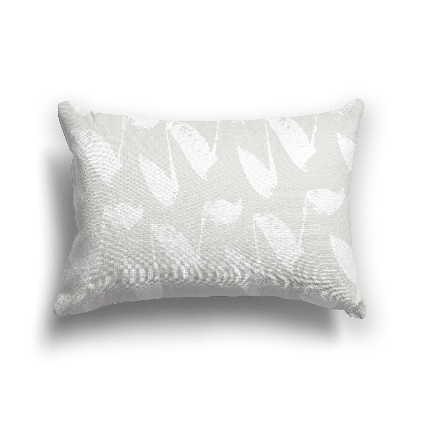 Lumbar Throw Pillow with Light Taupe and White Squiggle Pattern