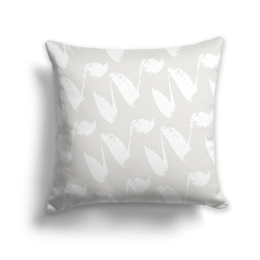 Square Throw Pillow with Light Taupe and White Squiggle Pattern