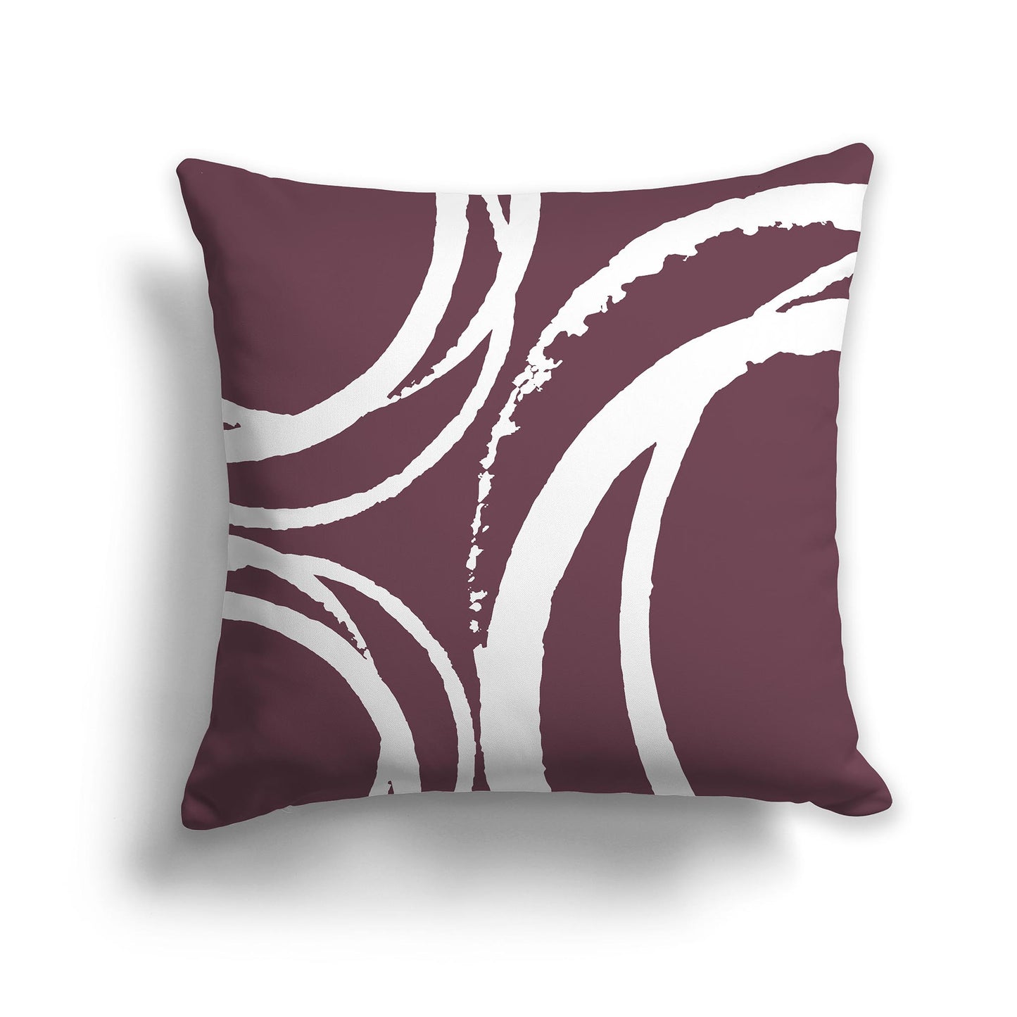 Plum Square Throw Pillow with White Abstract Circles