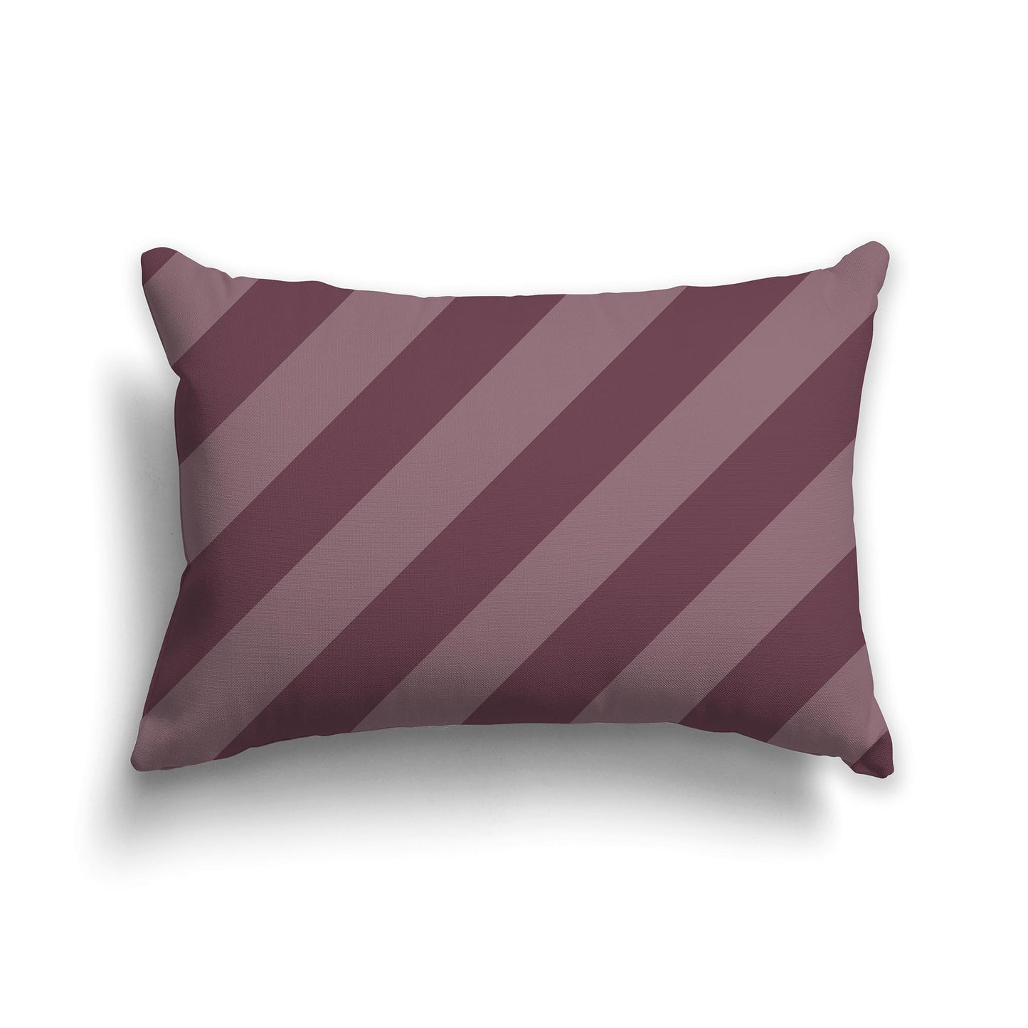 Lumbar Throw Pillow with Two-tone Plum Diagonal Bars
