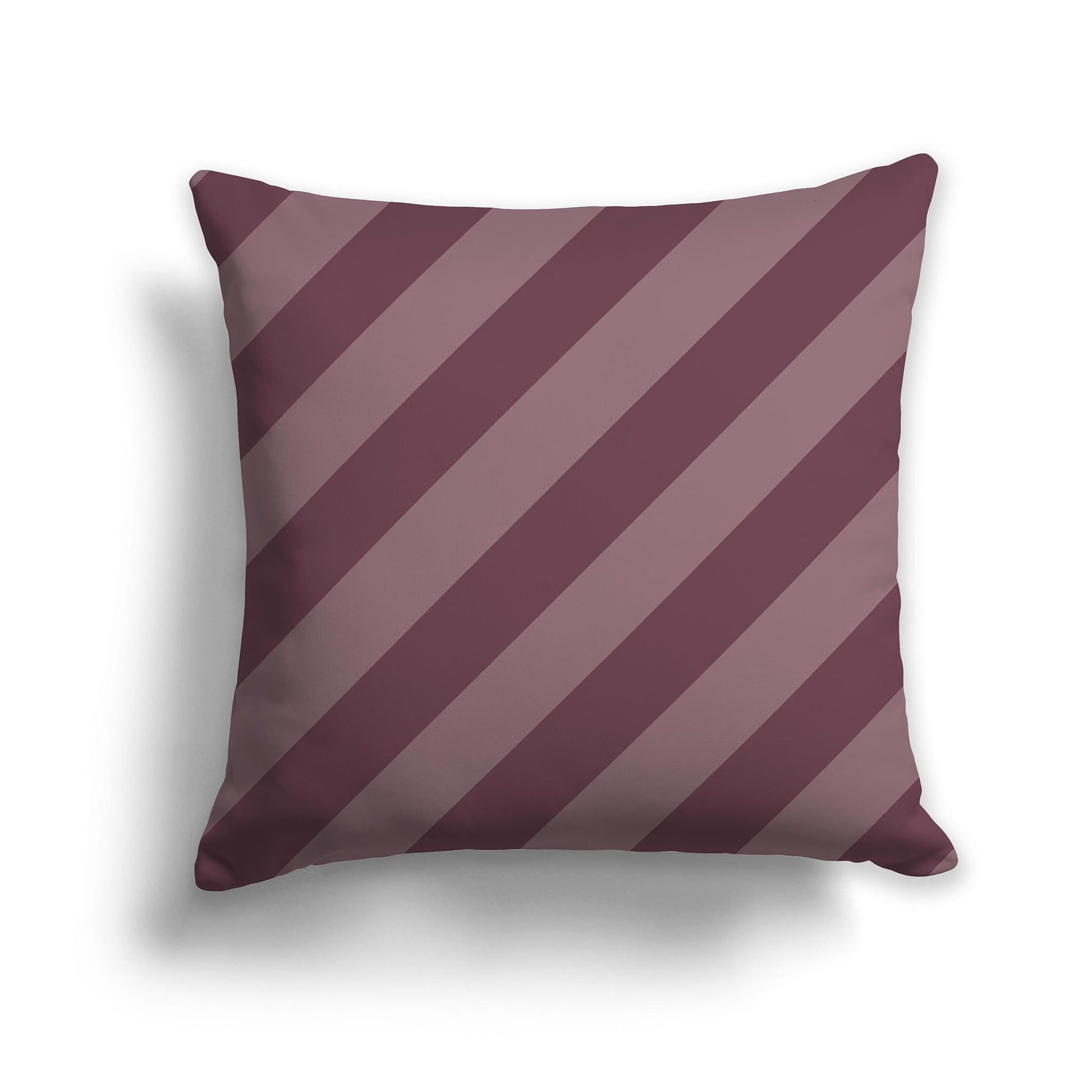 Square Throw Pillow with Two-tone Plum Diagonal Bars
