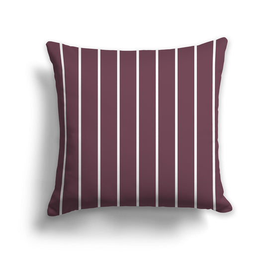 Square Throw Pillow with Plum and White Stripe Pattern