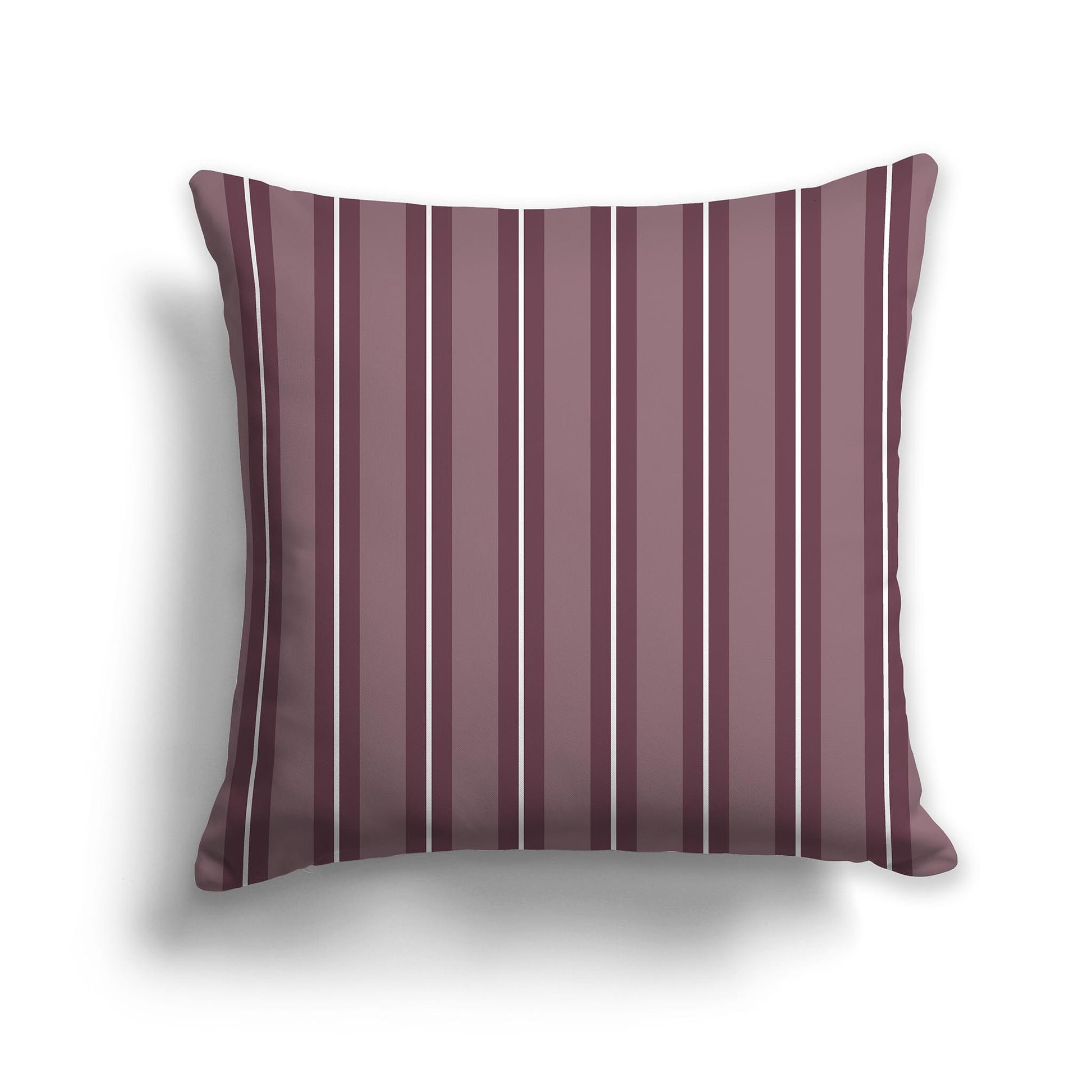 Square Throw Pillow with Plum and White Multistripe Pattern