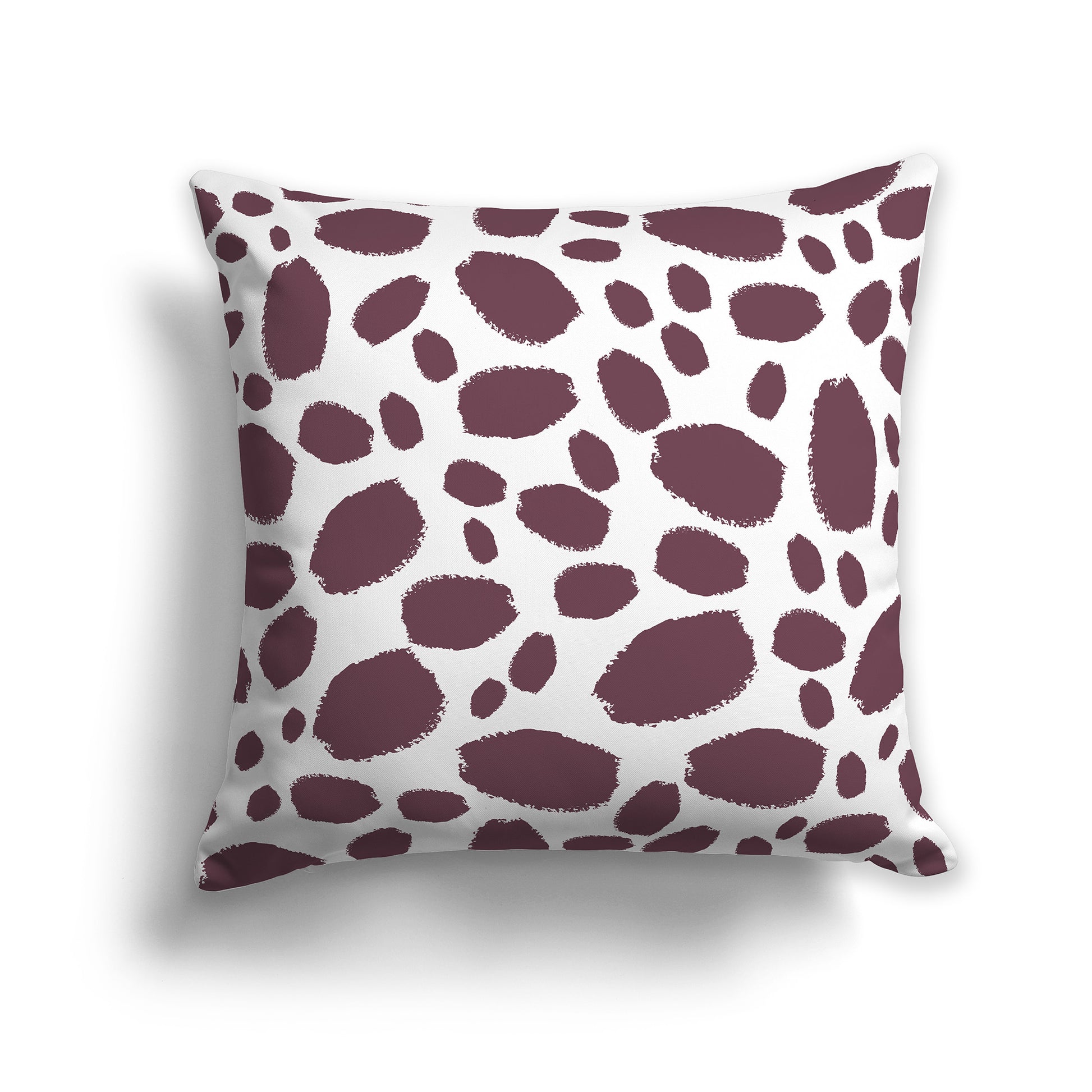 14 inch Throw Pillow with Plum and White Paint Dab Pattern