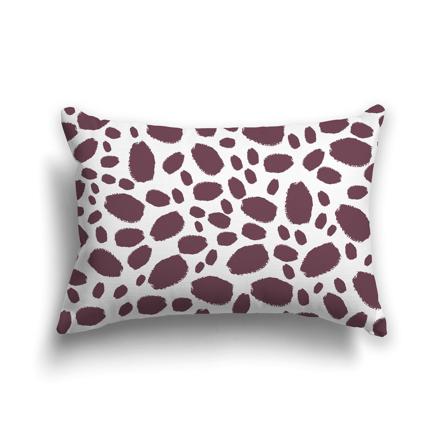 20x14 inch Lumbar Throw Pillow with Plum and White Paint Dab Pattern