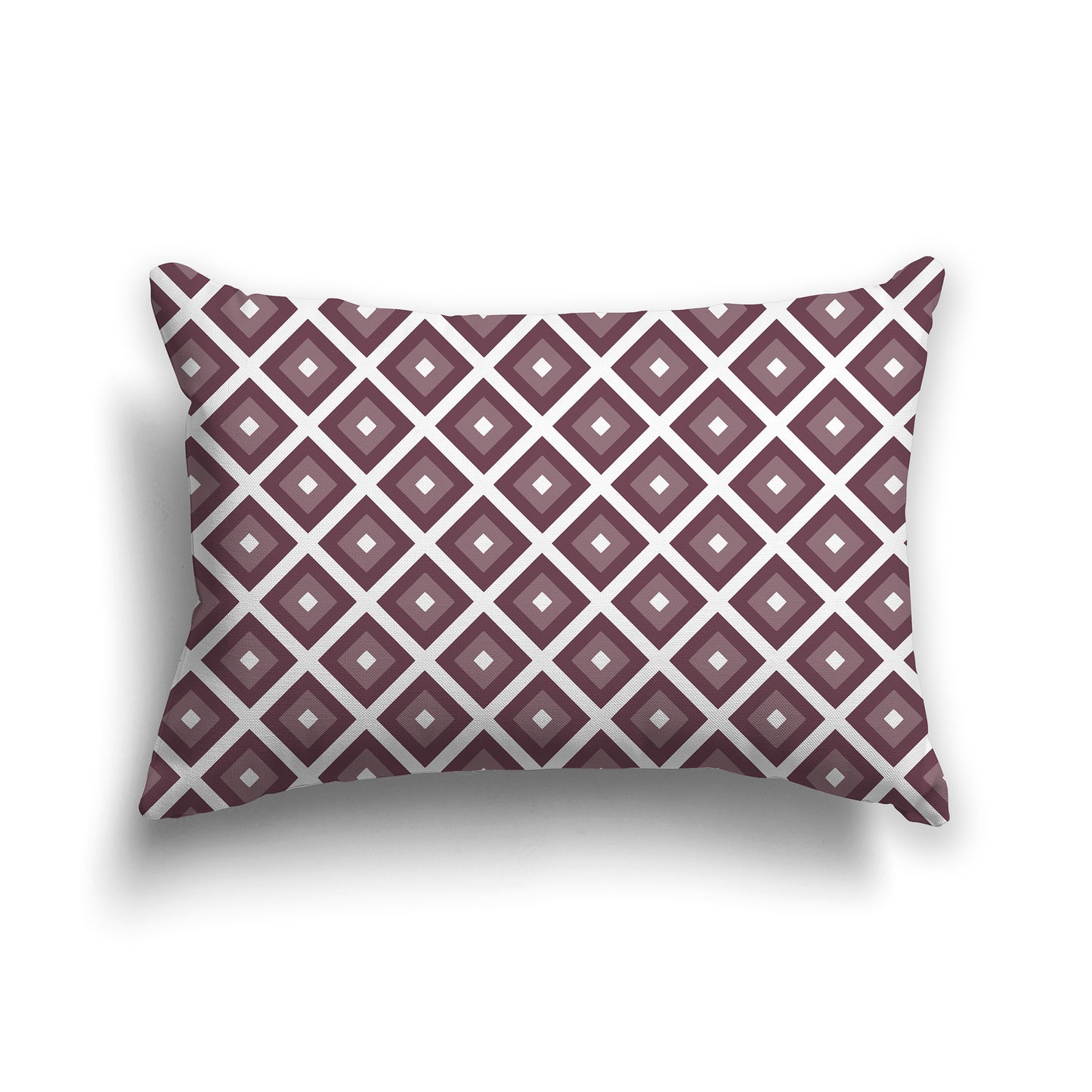 20x14 inch Lumbar Throw Pillow with Two-tone Plum and White Square Repeat Pattern