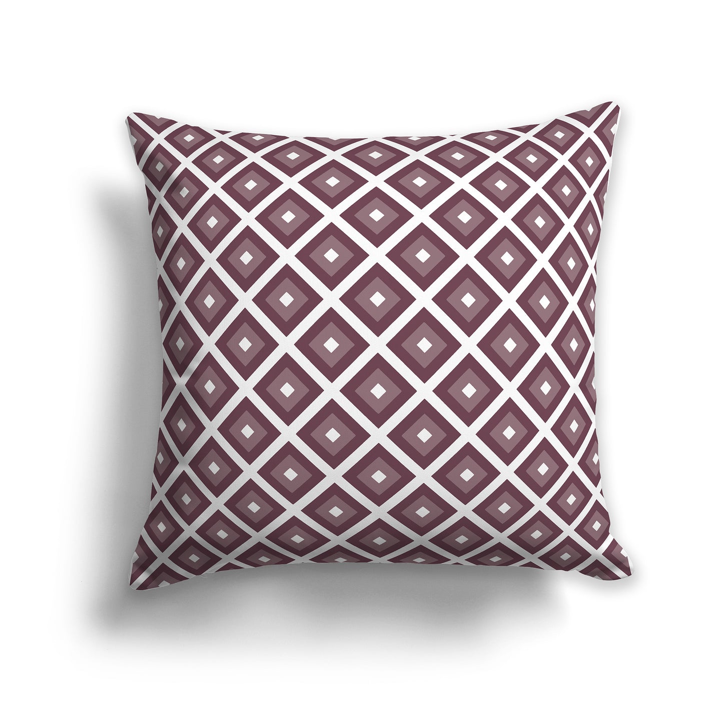 20 inch Throw Pillow with Two-tone Plum and White Square Repeat Pattern