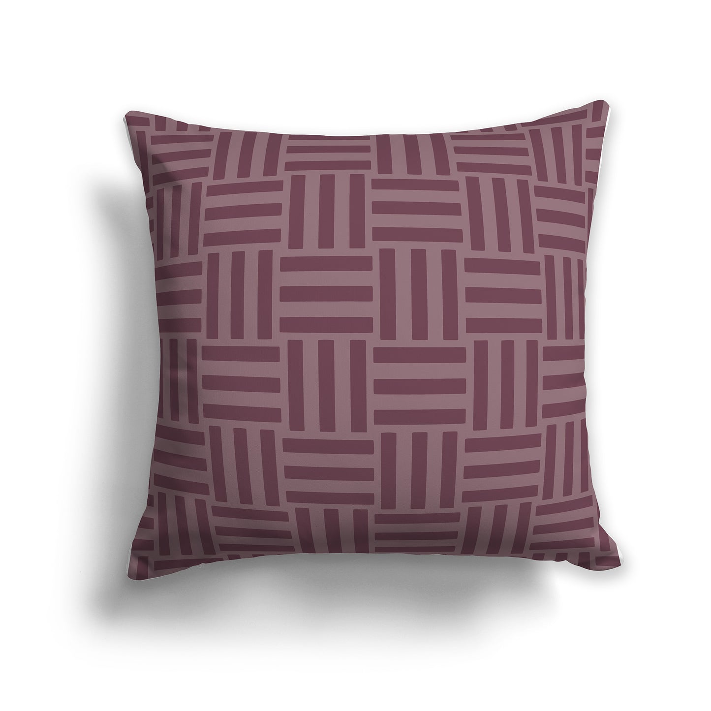 14 inch Throw Pillow with Two-tone Plum Basket Weave Pattern
