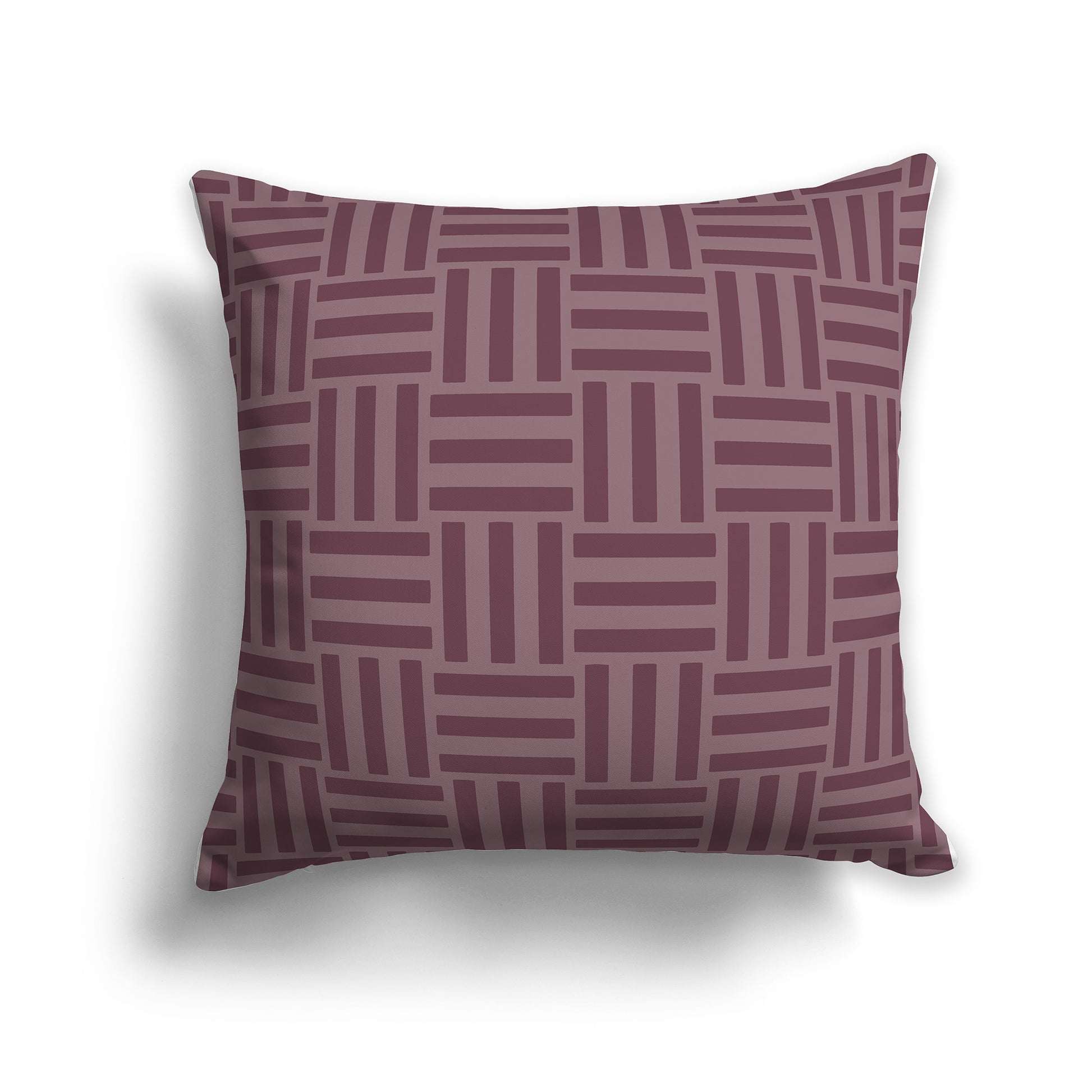 14 inch Throw Pillow with Two-tone Plum Basket Weave Pattern