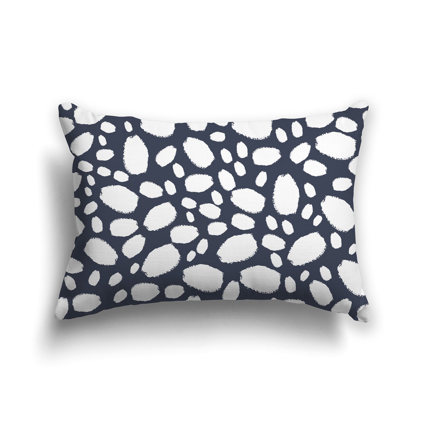 20x14 inch Lumbar Throw Pillow with White and Dark Blue Paint Dab Pattern