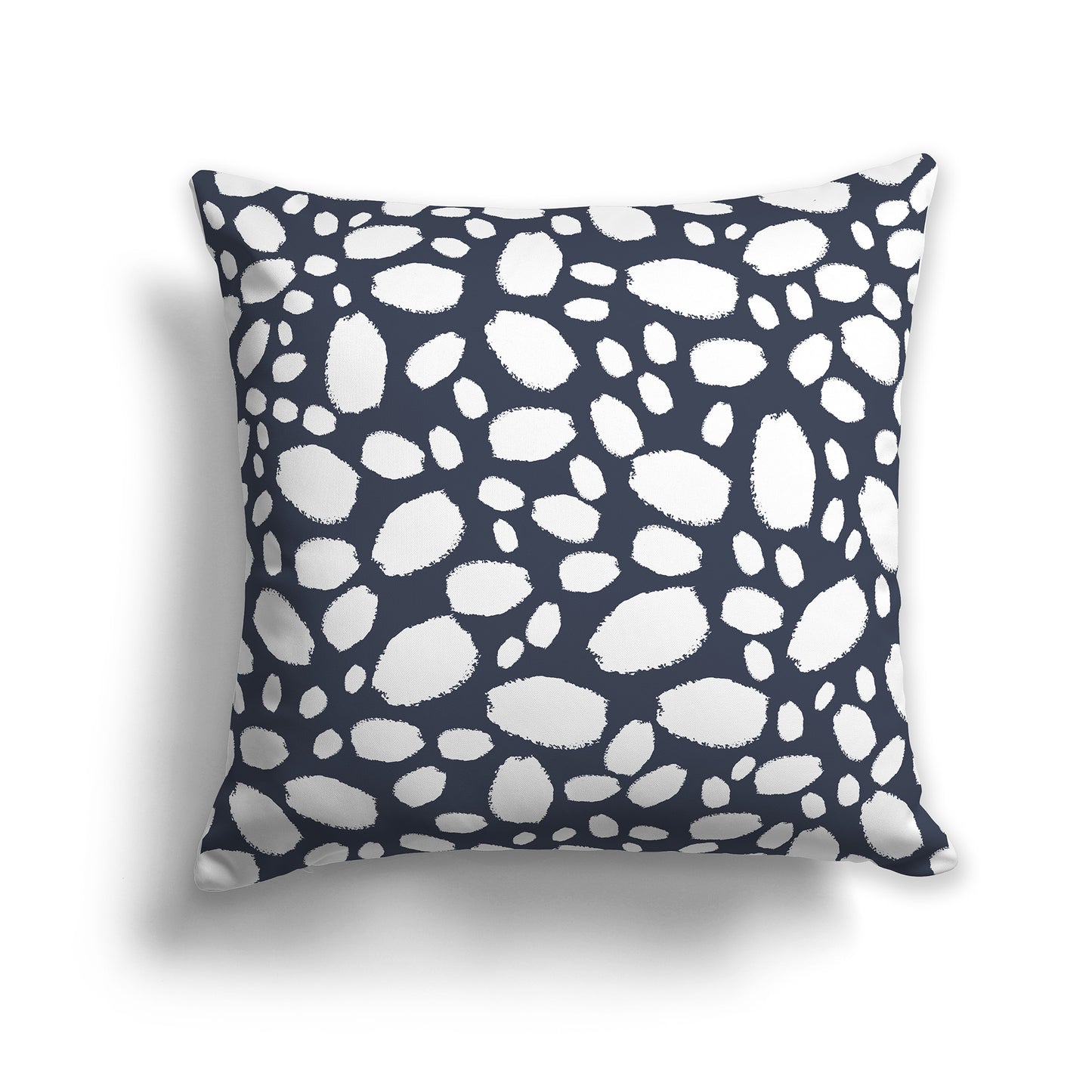 20 inch Throw Pillow with White and Dark Blue Paint Dab Pattern