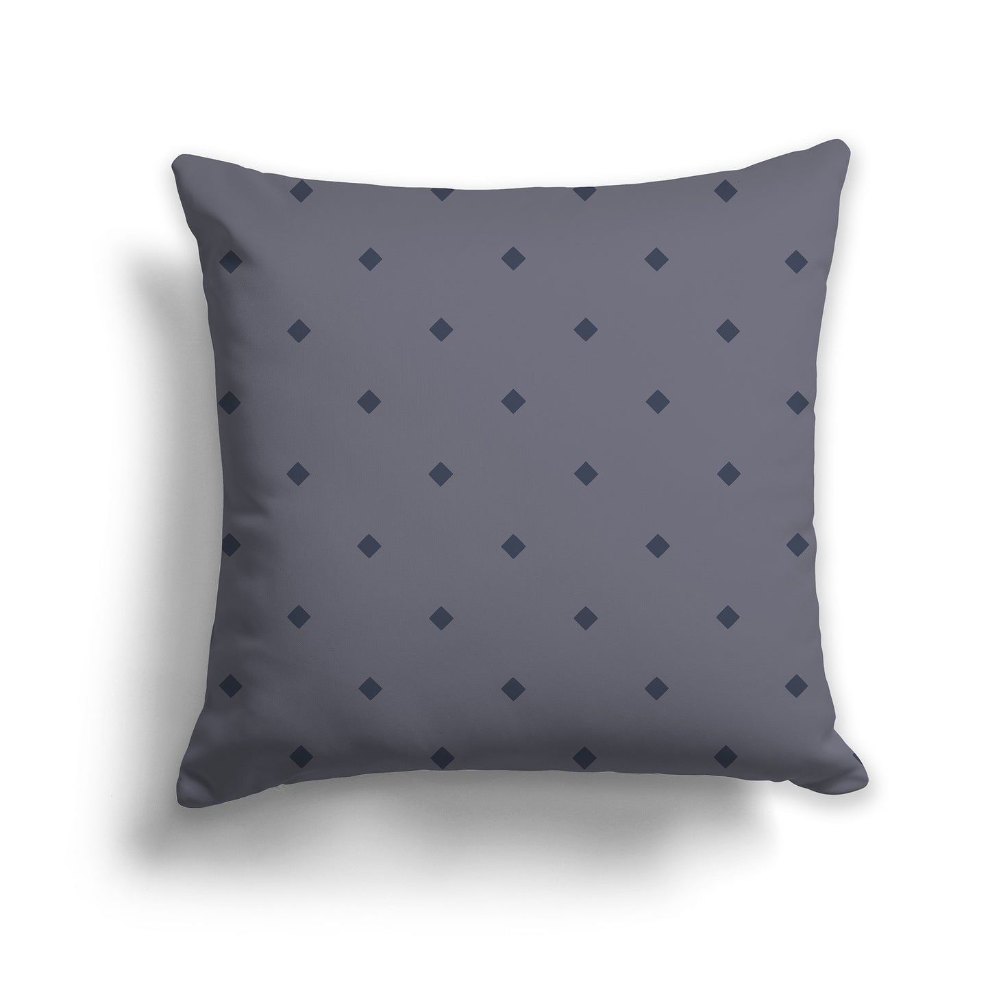 14 inch Dark Grey Throw Pillow with Large Dark Blue Diamond Pattern