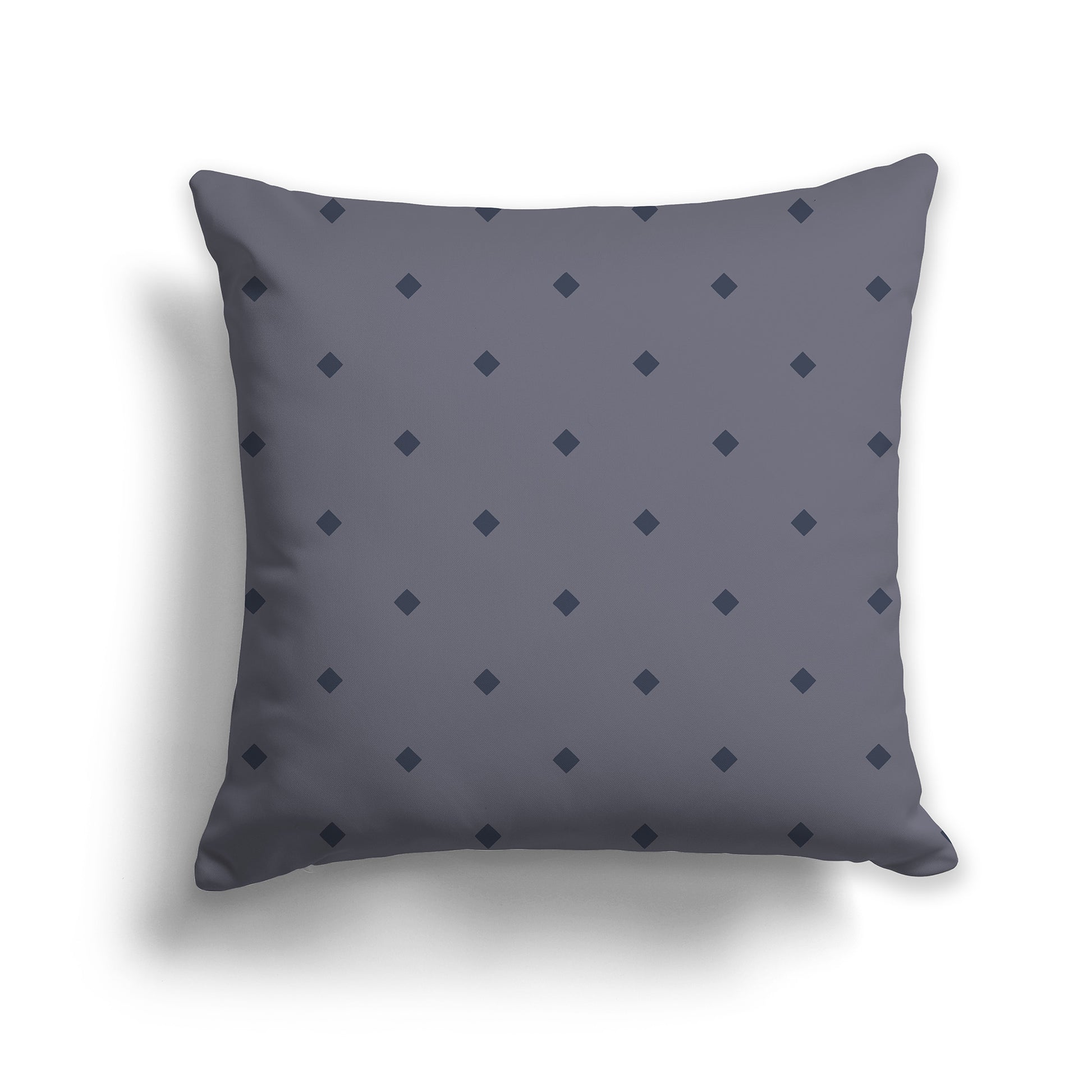14 inch Dark Grey Throw Pillow with Large Dark Blue Diamond Pattern