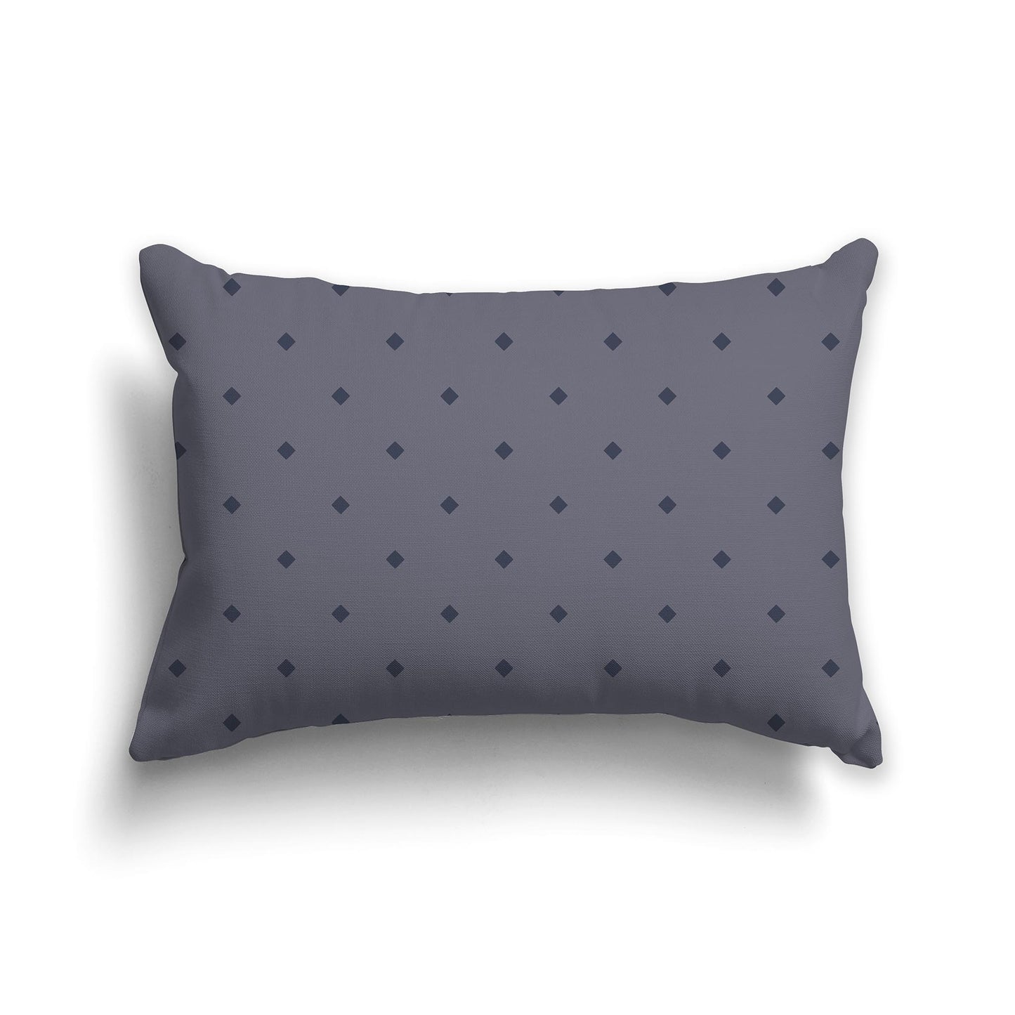 20x14 inch Lumbar Dark Grey Throw Pillow with Large Dark Blue Diamond Pattern