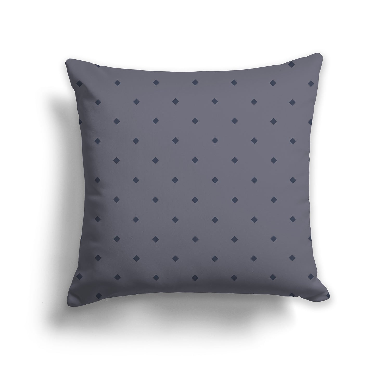 20 inch Dark Grey Throw Pillow with Large Dark Blue Diamond Pattern