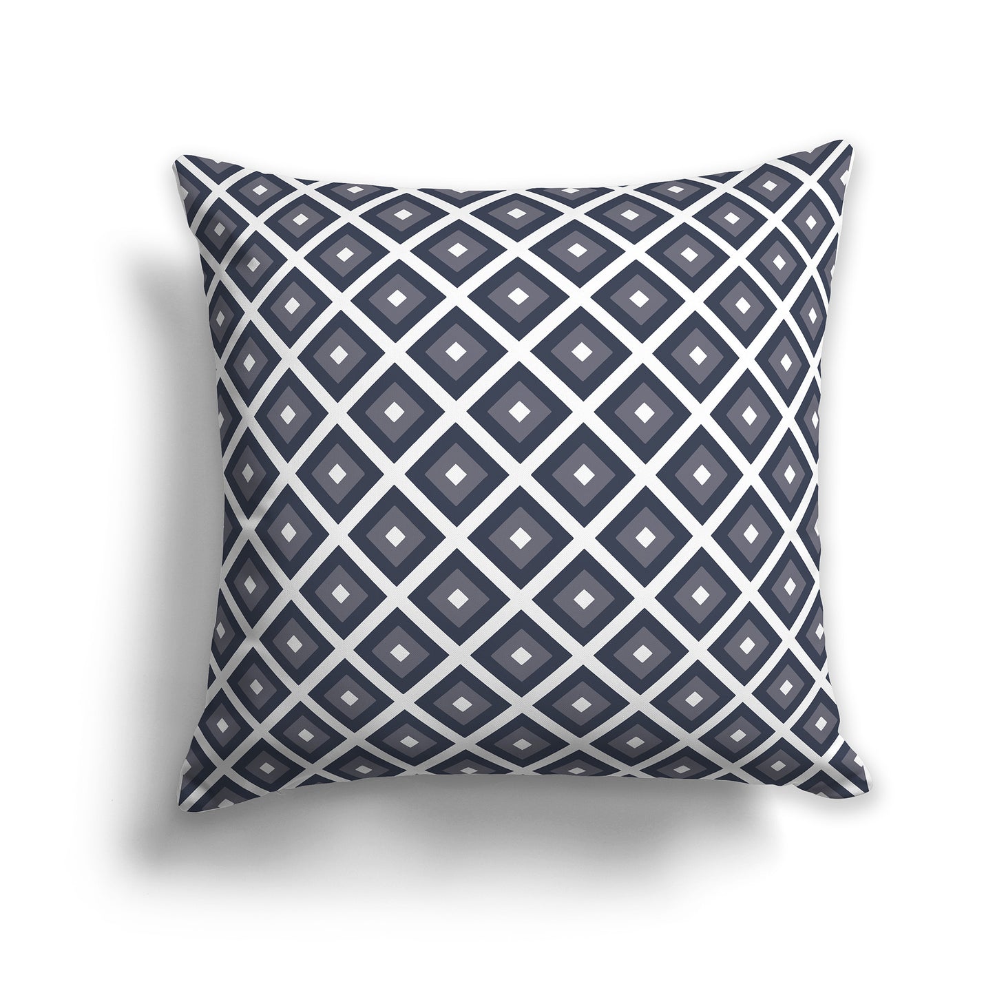 20 inch Throw Pillow with Dark Blue, Dark Grey and White Square Repeat Pattern
