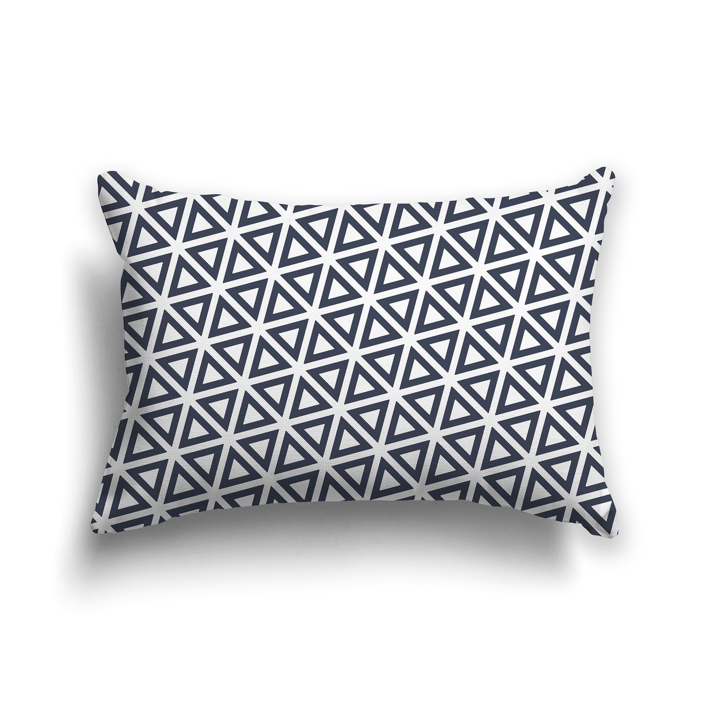 20x14 inch Lumbar Throw Pillow with White and Dark Blue Triangle Repeat Pattern