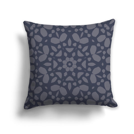 Dark Blue Square Throw Pillow with Large Dark Grey  Circular Graphic