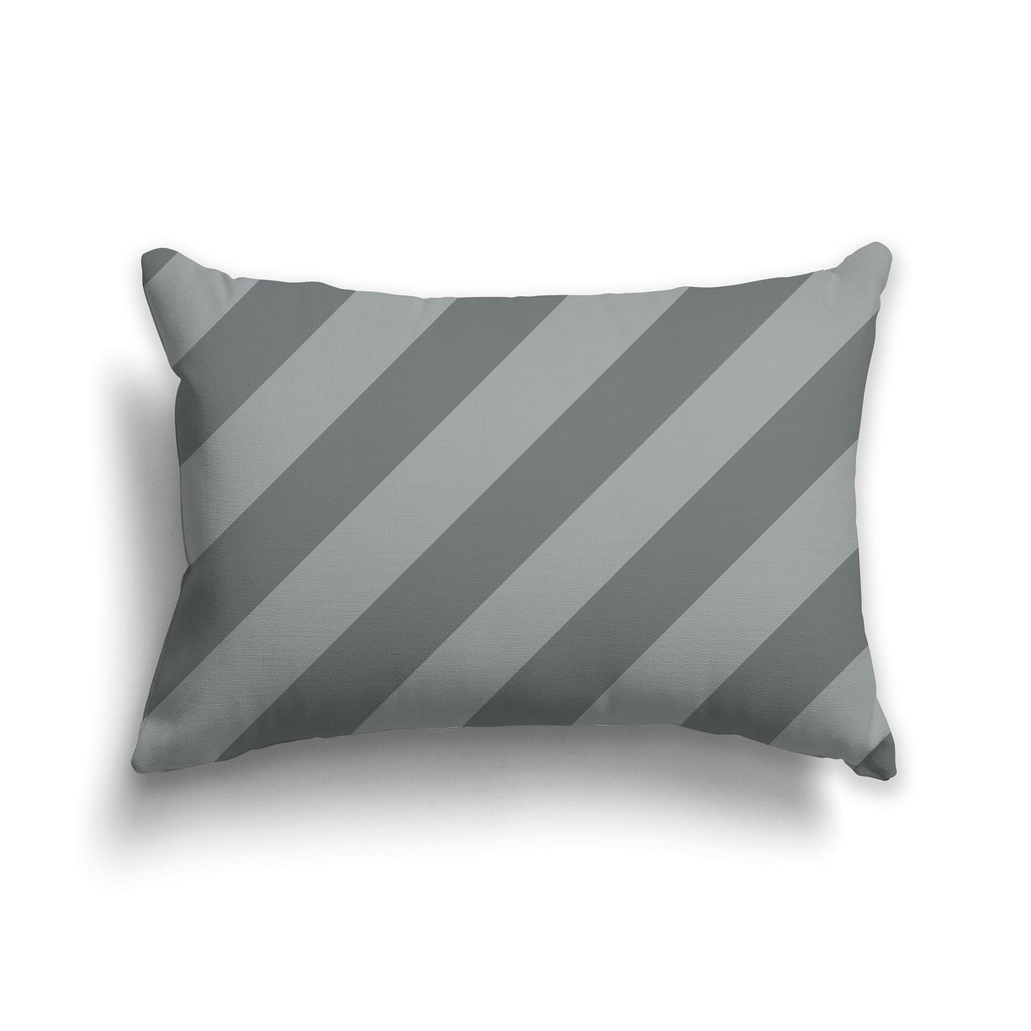 Lumbar Throw Pillow with Two-tone Green Diagonal Bars