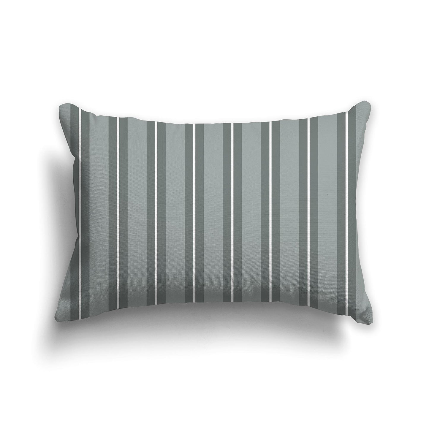 Medium Green Lumbar Throw Pillow with Green and White Multistripe Pattern