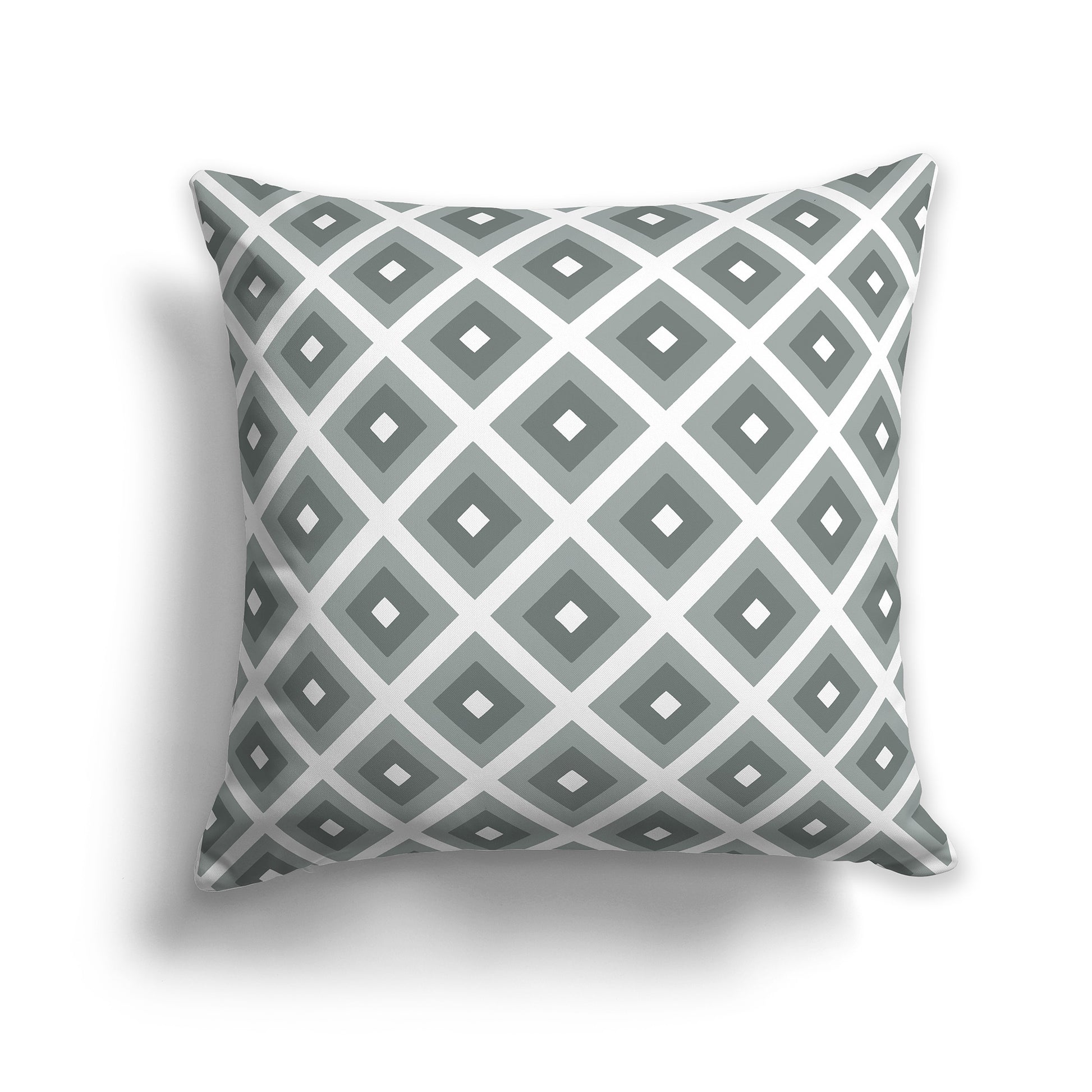 14 inch Throw Pillow with Two-tone Green and White Square Repeat Pattern