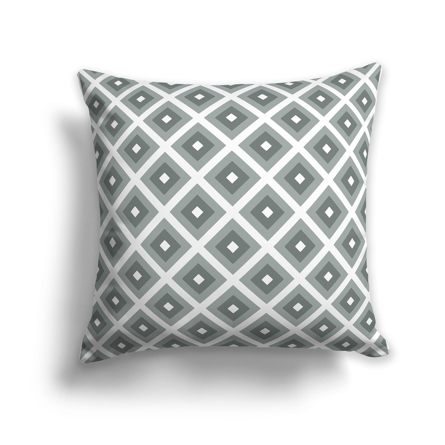 16 inch Throw Pillow with Two-tone Green and White Square Repeat Pattern