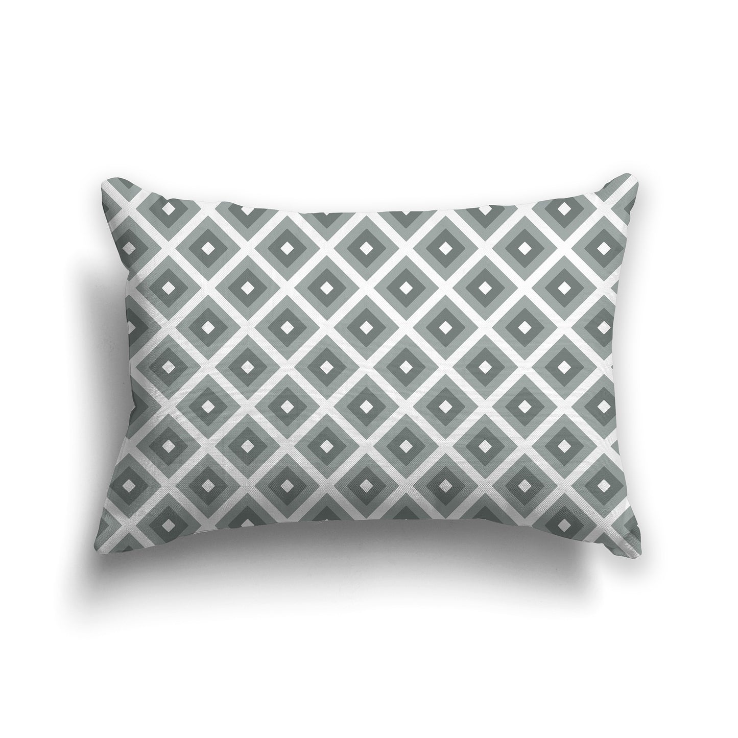 20x14 inch Lumbar Throw Pillow with Two-tone Green and White Square Repeat Pattern