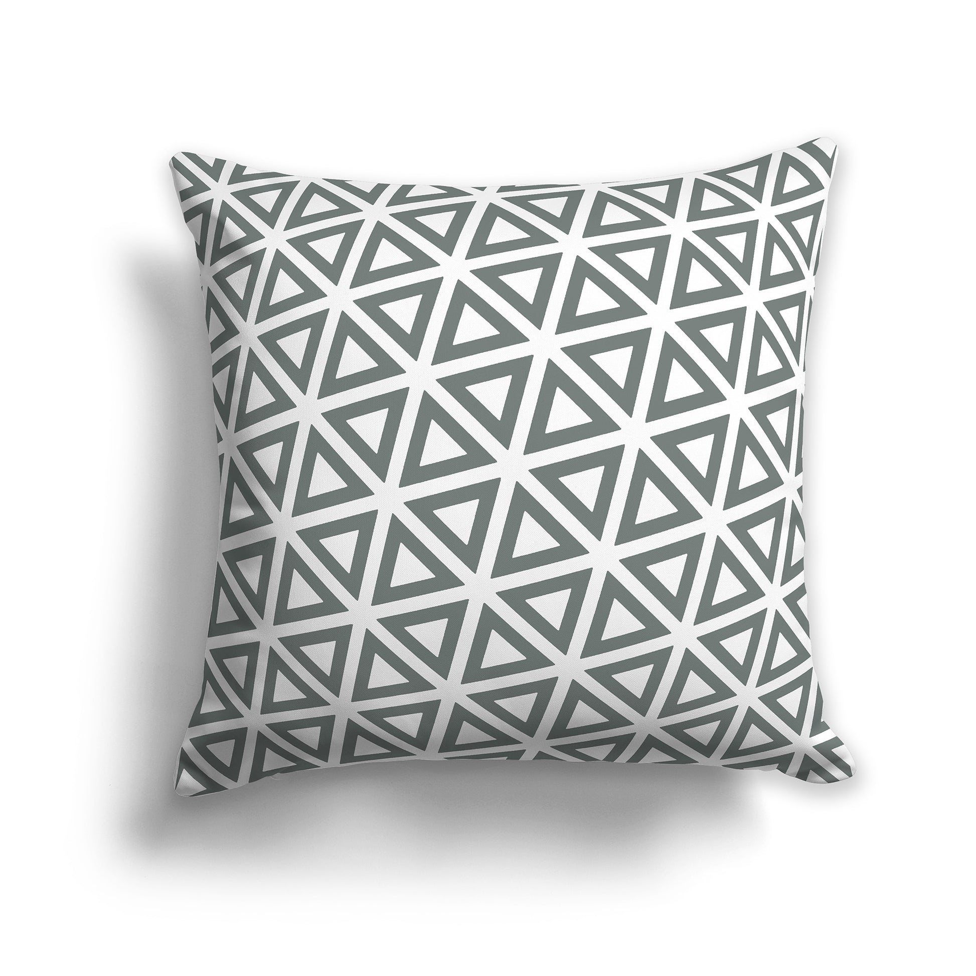14 inch Throw Pillow with White and Green Triangle Repeat Pattern