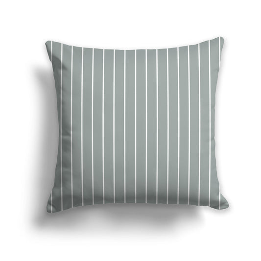 26 inch Throw Pillow with Medium Green and White Thin Vertical Stripe Pattern