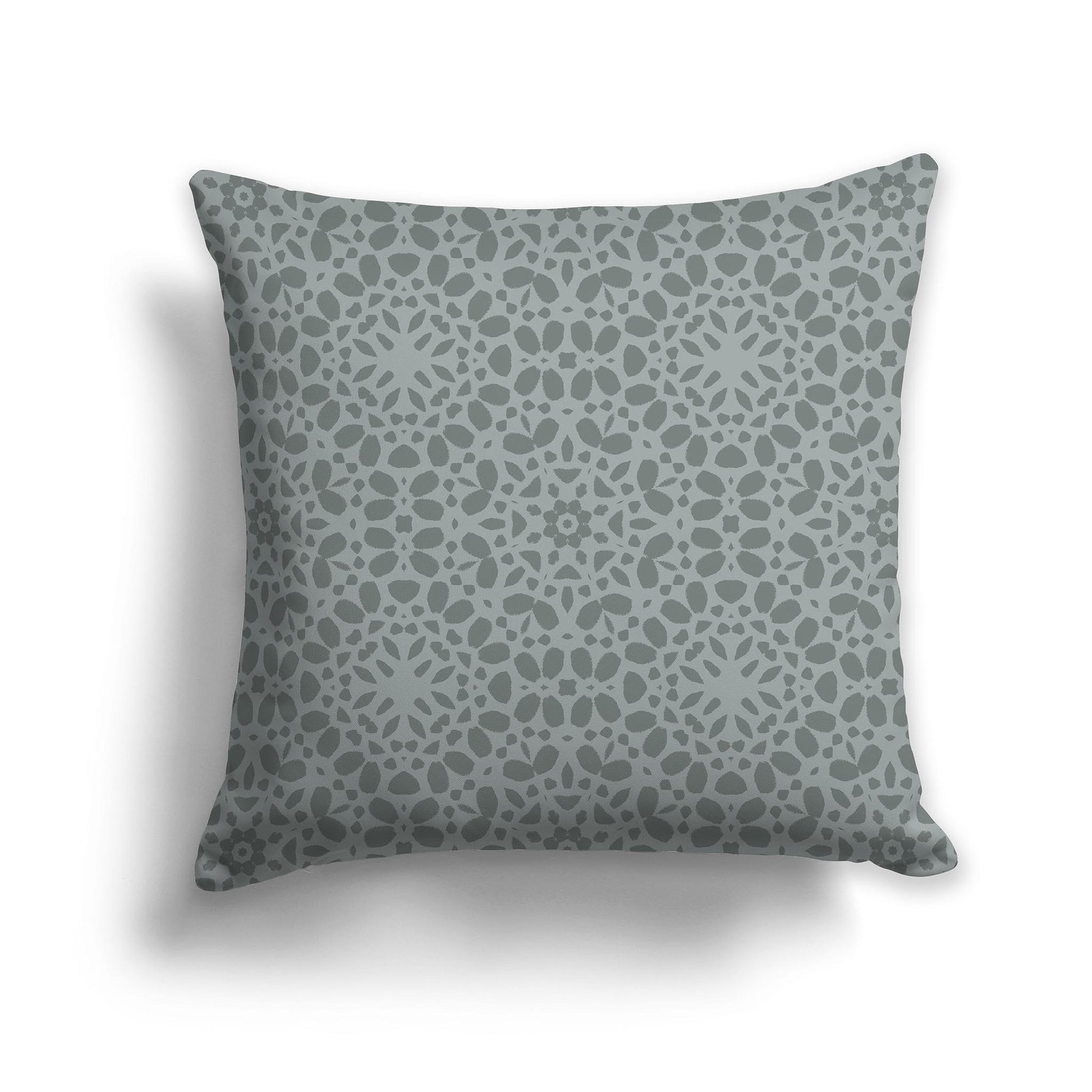 Square Throw Pillow with Fine Two-tone Green Circular Repeat Pattern