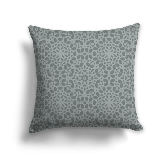 Square Throw Pillow with Fine Two-tone Green Circular Repeat Pattern