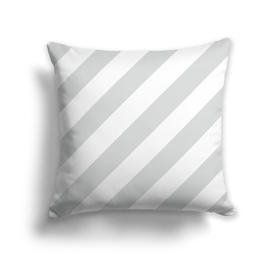 Square Throw Pillow  with Pale Grey and White Diagonal Bars