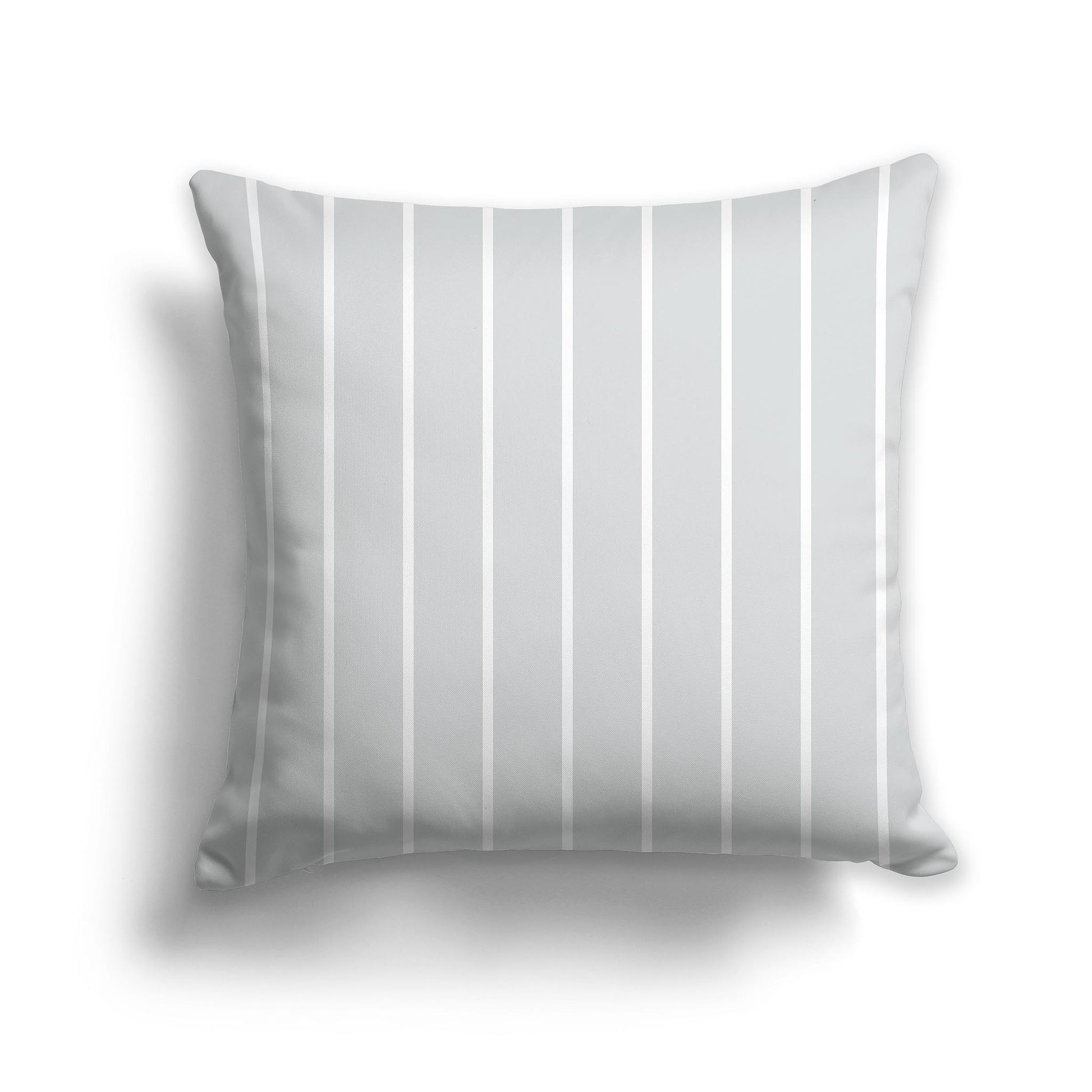Square Throw Pillow with Pale Grey and White Stripe Pattern