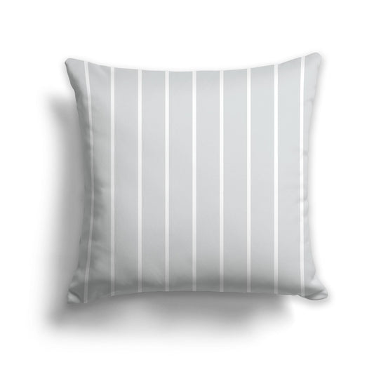 Square Throw Pillow with Pale Grey and White Stripe Pattern