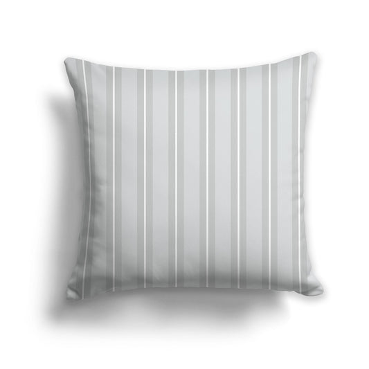 Pale Grey Square Throw Pillow with Grey and White Multistripe Pattern