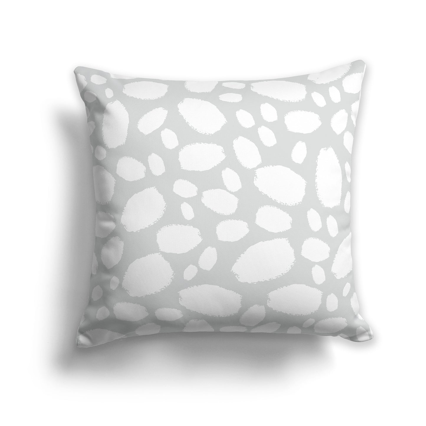 14 inch Throw Pillow with White and Pale Grey Paint Dab Pattern