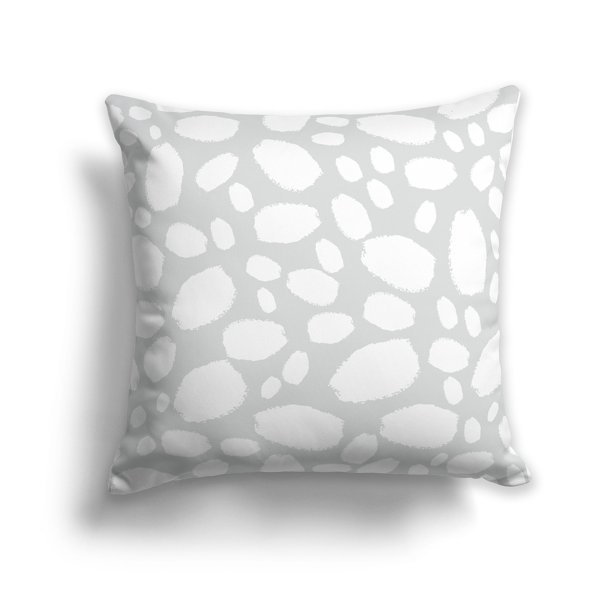 14 inch Throw Pillow with White and Pale Grey Paint Dab Pattern