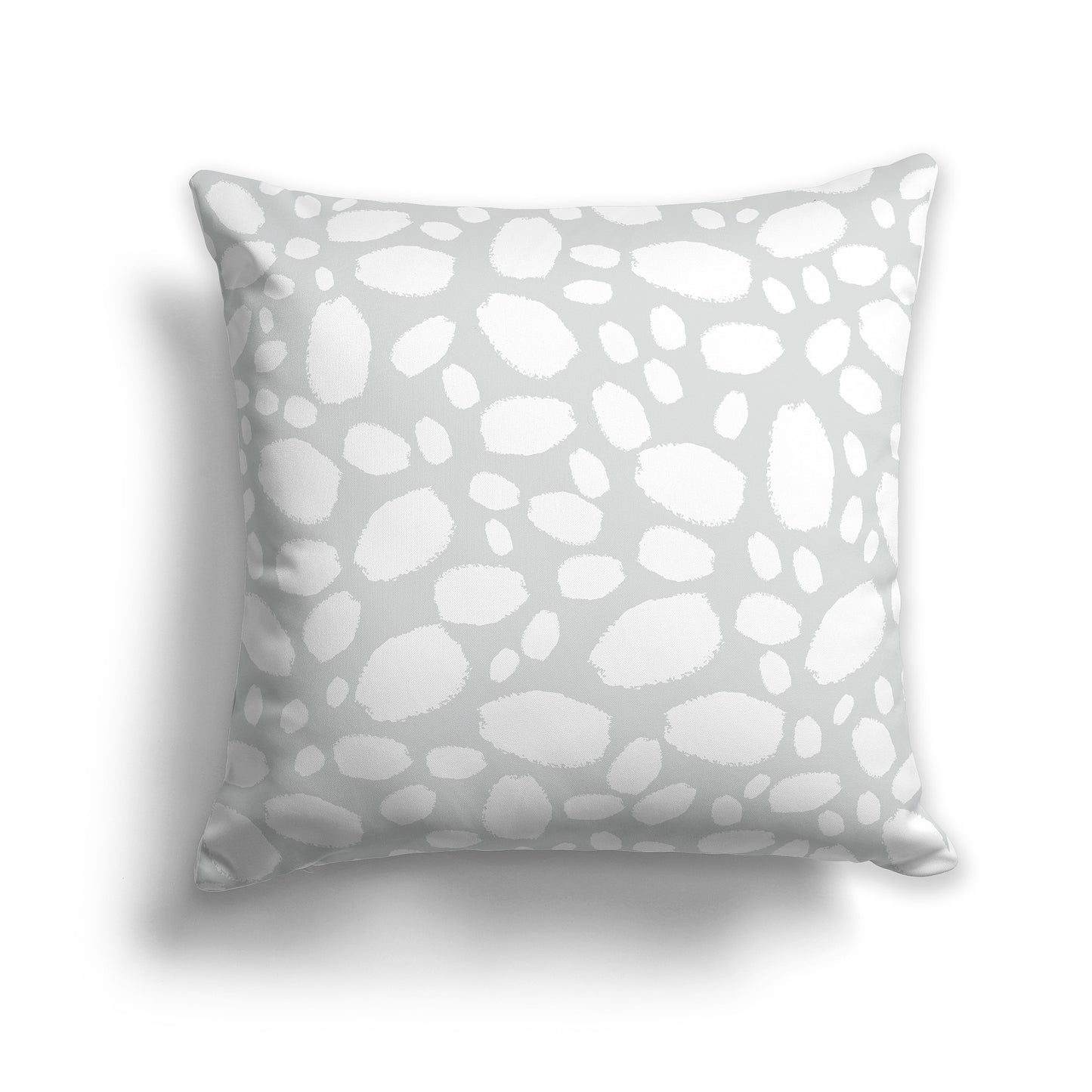 18 inch Throw Pillow with White and Pale Grey Paint Dab Pattern