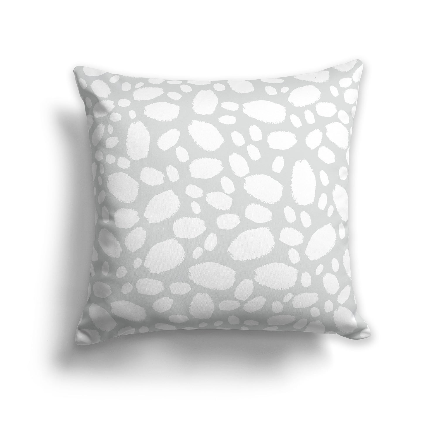 20 inch Throw Pillow with White and Pale Grey Paint Dab Pattern