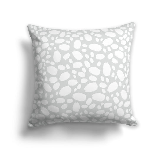 26 inch Throw Pillow with White and Pale Grey Paint Dab Pattern