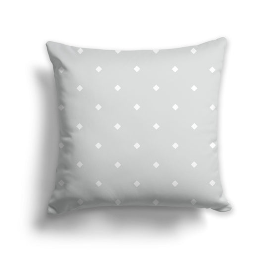 Pale Grey Throw Pillow with Large White Diamond Pattern on Front | Faux Suede | 14 x 14 inches