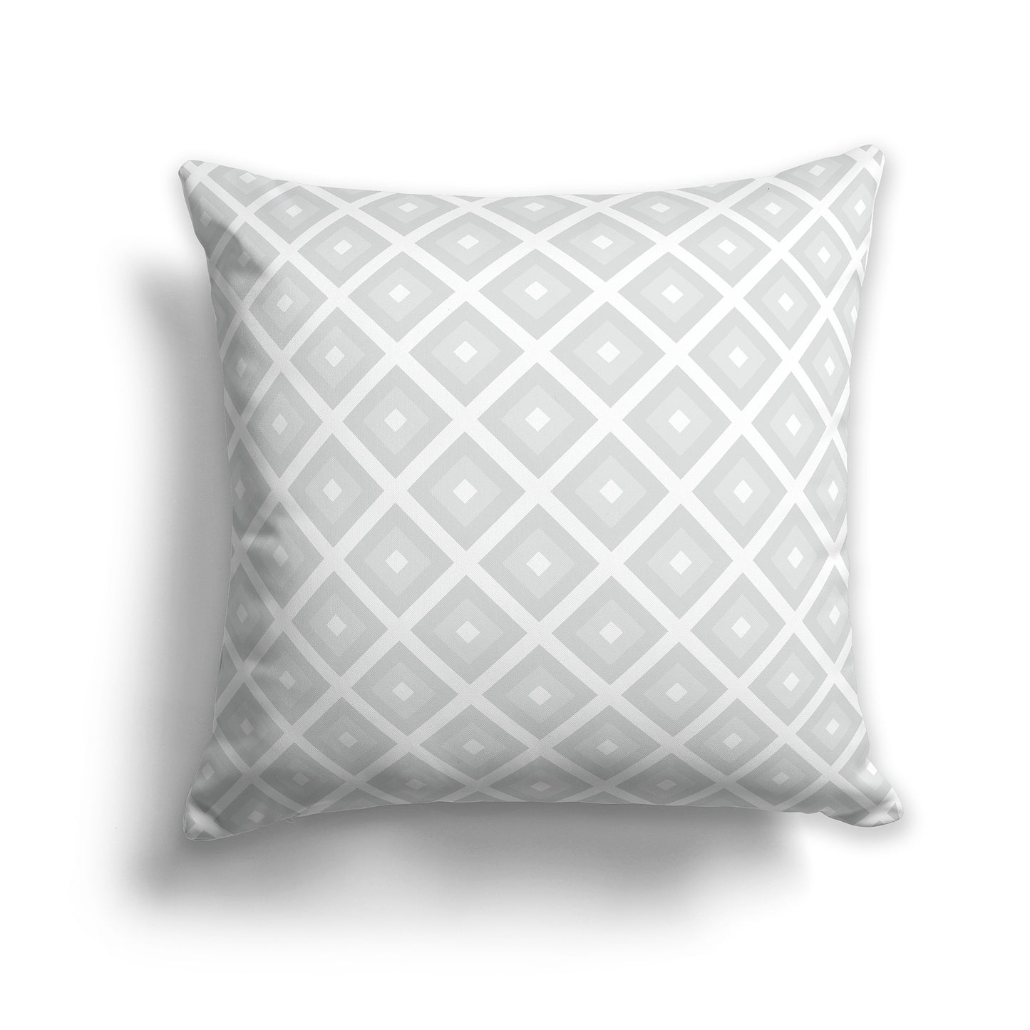 18 inch Throw Pillow with Two-tone Grey and White Square Repeat Pattern