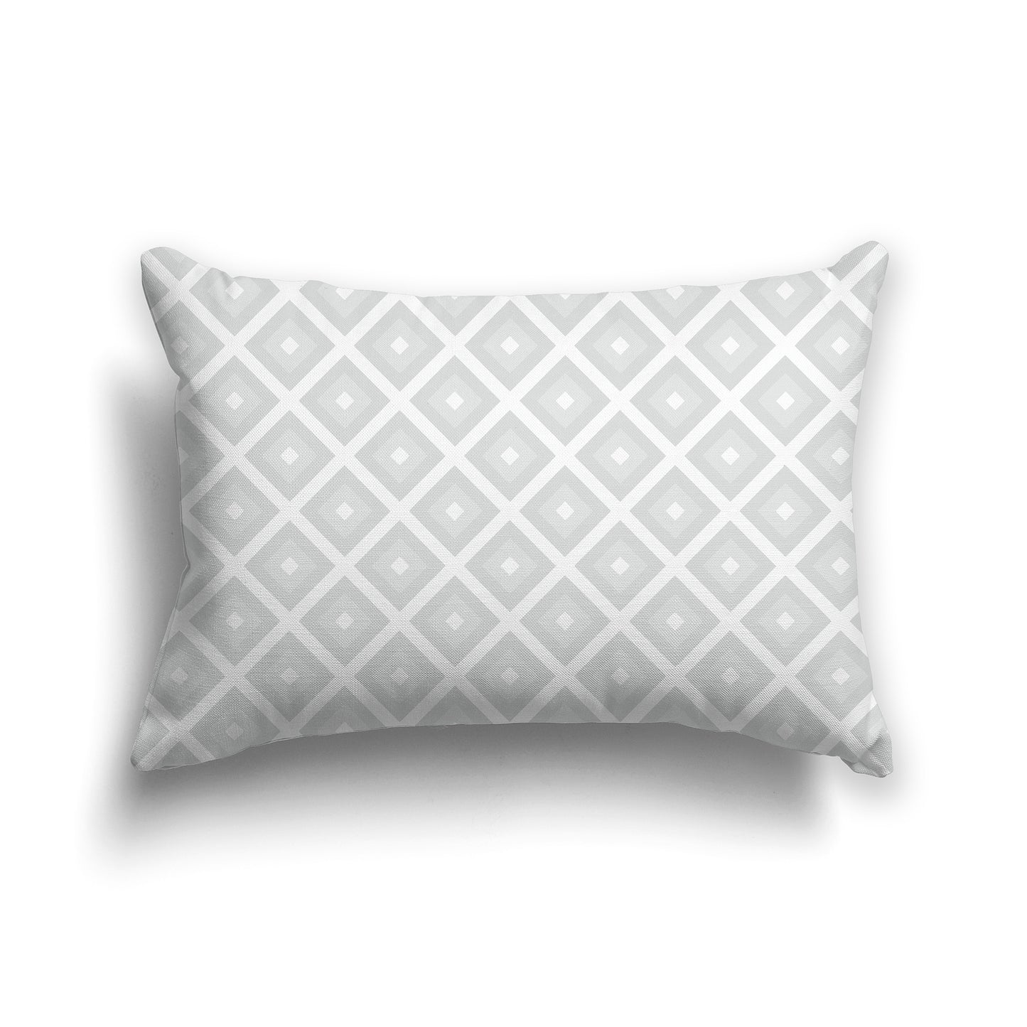 20x14 inch Lumbar Throw Pillow with Two-tone Grey and White Square Repeat Pattern