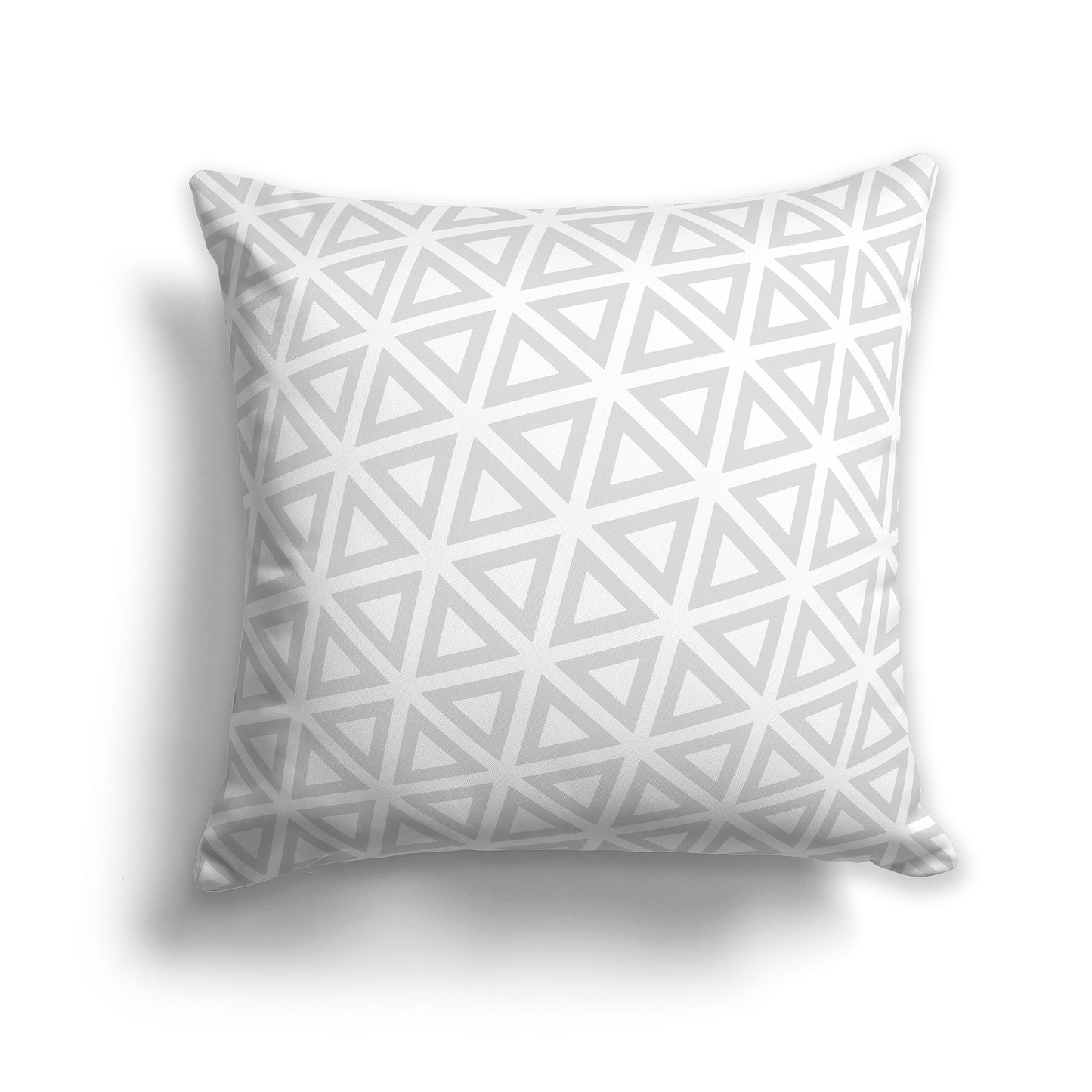 14 inch Throw Pillow with White and Pale Grey Triangle Repeat Pattern