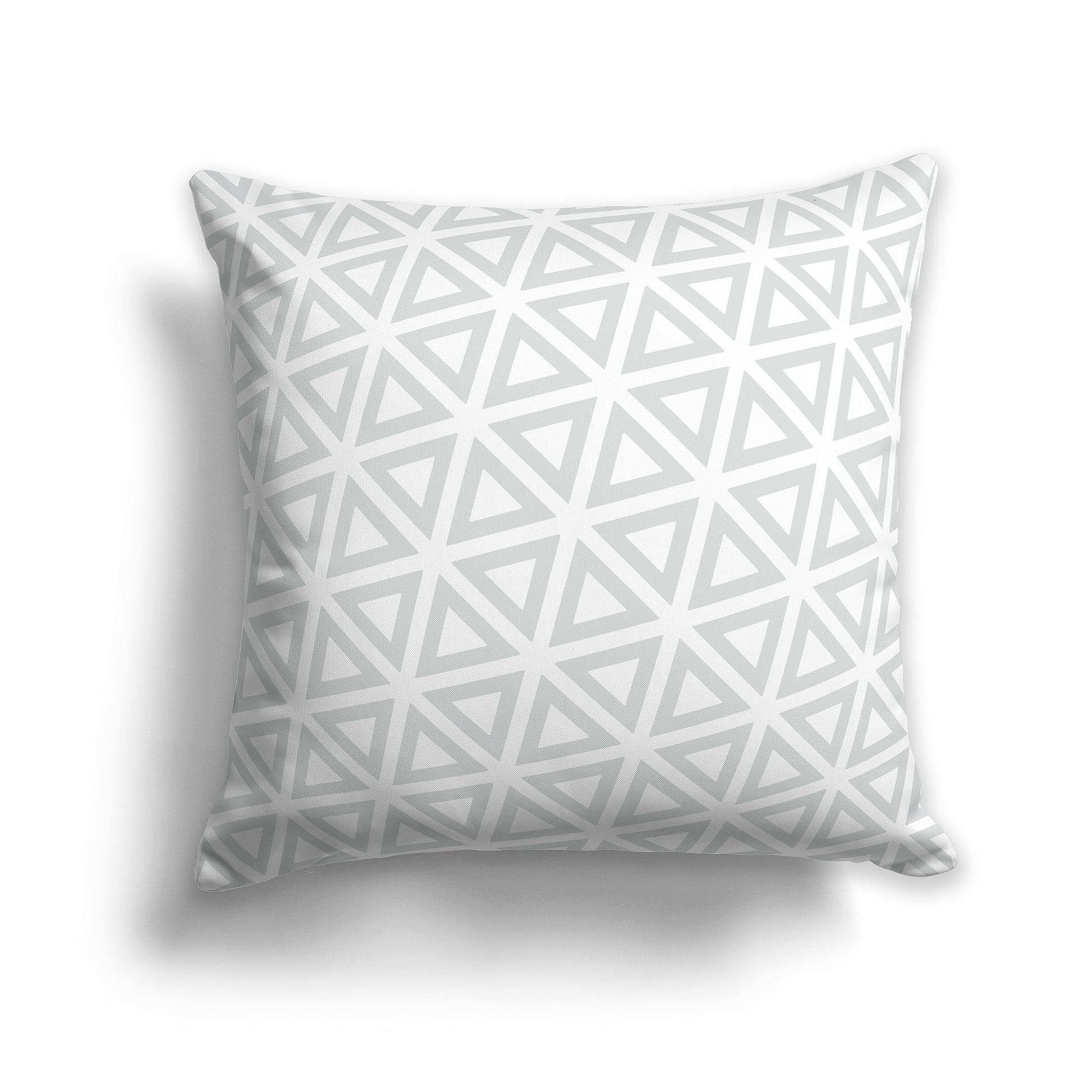 14 inch Throw Pillow with White and Pale Grey Triangle Repeat Pattern